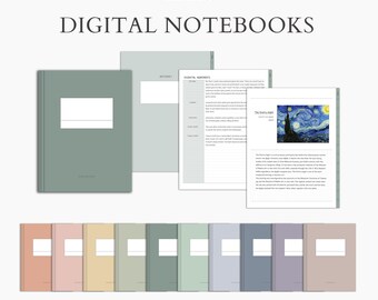 10 Digital Notebooks: Vertical Note Taking Template for Goodnotes, Notability (PDF)