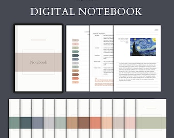 12-Section Digital Notebook: Hyperlinked Note Templates for GoodNotes & Notability (PDF)