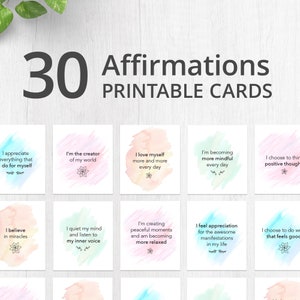 Cartões de Afirmação para Imprimir (Conjunto de 30) Download Instantâneo