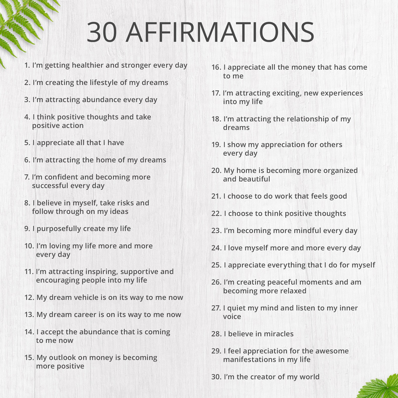 Inspirational Affirmation Cards set of 30 Printable - Etsy