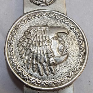 Vintage mexikanische Alpaka Silber Azteken Adler Krieger Folie Falten über Stil Geldscheinklammer