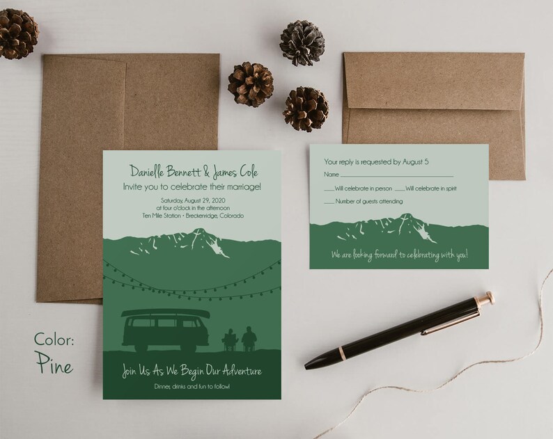 Camper Van Travel Theme Wedding Invitation Template Camper - Etsy