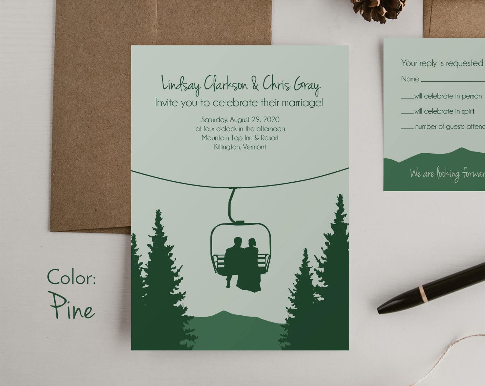 Mountain Wedding Invite Template Wedding Invitations Ski - Etsy