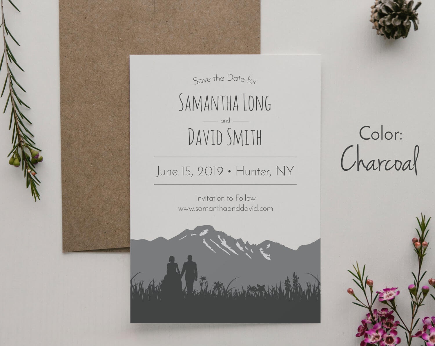 Mountain Wedding Save The Date Printable Wildflower Save The Date Pink 