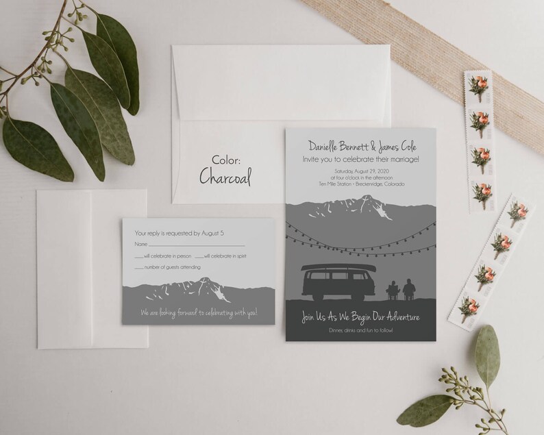 Camper Van Travel Theme Wedding Invitation Template Camper - Etsy