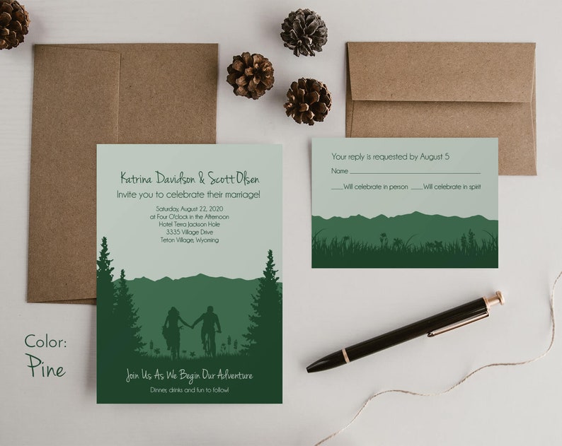 Outdoor Wedding Invitation Template Mountain Invitation Set Rustic Wedding Invitation Destination Wedding Invitation with RSVP Cards image 2