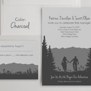 Outdoor Wedding Invitation Template Mountain Invitation Set Rustic Wedding Invitation Destination Wedding Invitation with RSVP Cards image 7