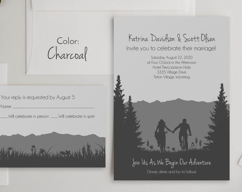 Outdoor Wedding Invitation Template Mountain Invitation Set Rustic Wedding Invitation Destination Wedding Invitation with RSVP Cards image 7