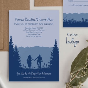 Outdoor Wedding Invitation Template Mountain Invitation Set Rustic Wedding Invitation Destination Wedding Invitation with RSVP Cards image 1