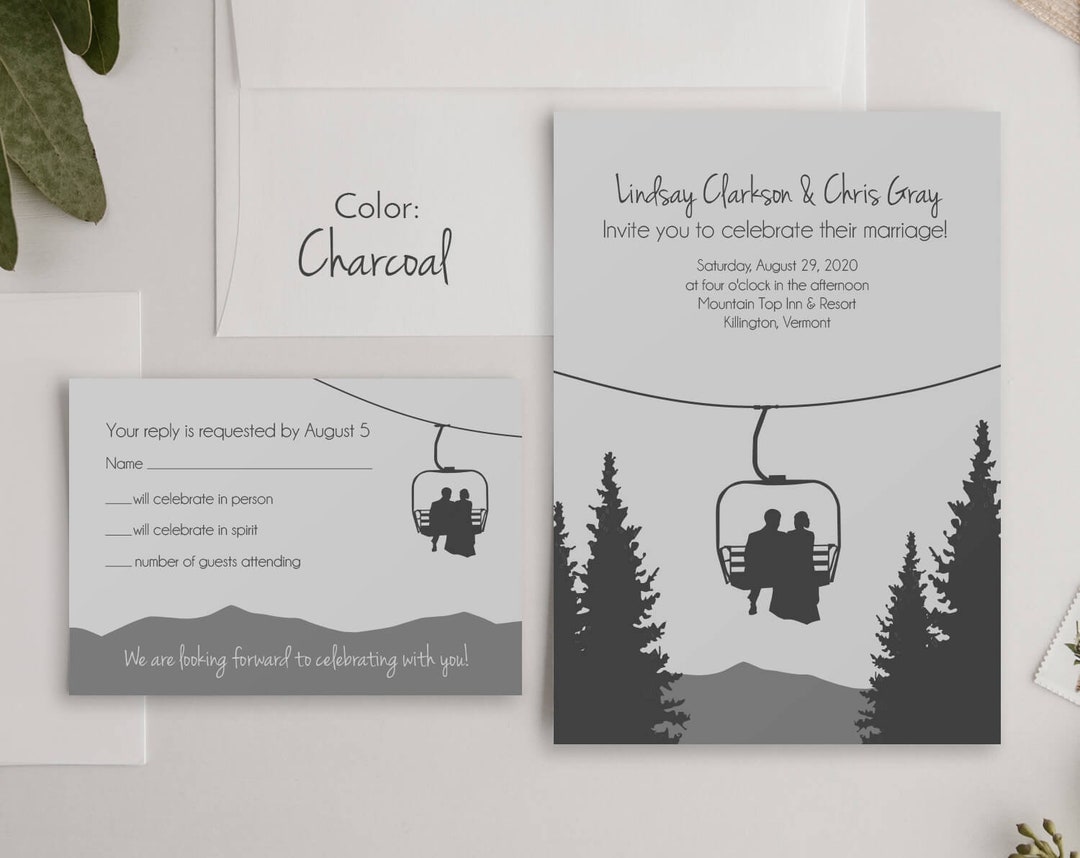 Mountain Wedding Invite Template ~ Wedding Invitations ~ Ski Wedding ...