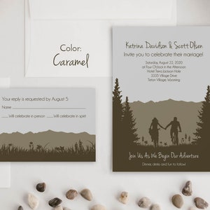 Outdoor Wedding Invitation Template Mountain Invitation Set Rustic Wedding Invitation Destination Wedding Invitation with RSVP Cards image 6