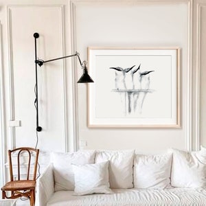 Schwarz und weiß druckbare Vogel Wand Kunstdruck, Original Handzeichnung Stift Vogel Bild Bleistift Skizze Kunst Tier Kunstwerk schwarz weiß