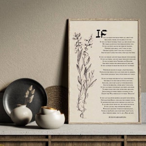 IF Rudyard Kipling poem motivational poster IF POEM Kipling If poem for girl  inspirational Print Student Wall Art Poetry Digital Download