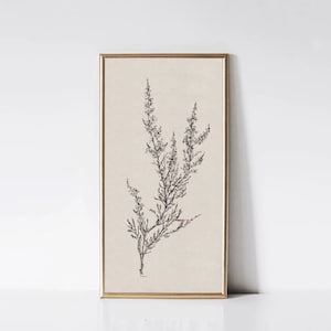PRINTABLE Long Tall Vertical Narrow Wall art Original Minimalist Floral Sketch Coastal Wall Decor Long rectangle Poster Cream Earth Tones