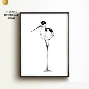 BIRD Large DRUCKBARE Wand Kunst Drucke herunterladbare Drucke, schwarze und weiße digitale Kunst Drucke, digitale Download Wandkunst, minimalistische Kunstwerke