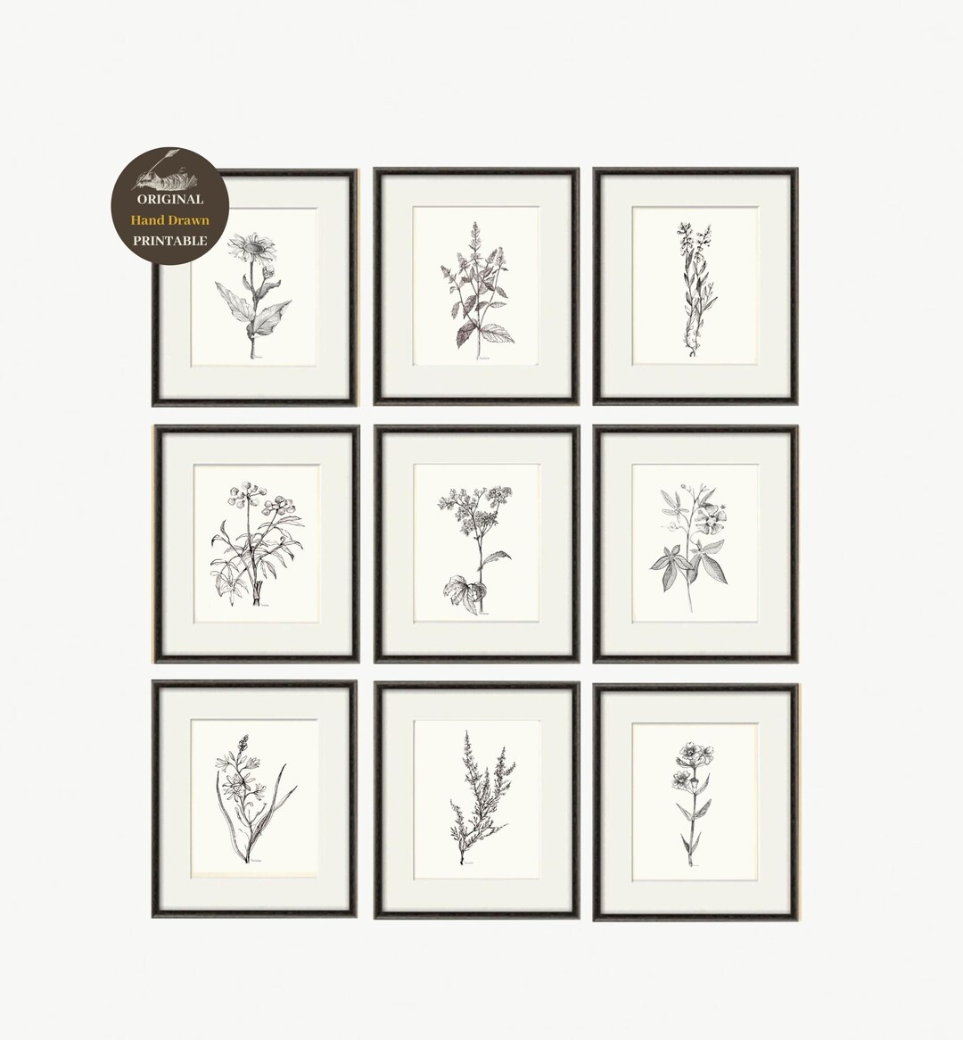 Floral Drawing Black And White BOTANICAL Prints Sketch Etsy floral-drawing-black-and-white-botanical-prints-sketch-etsy