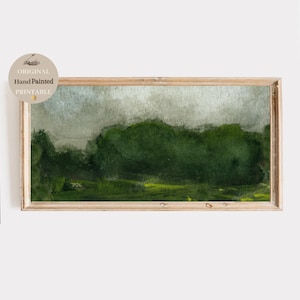Deep Green Meadow PANORAMIC Landscape Wide Thin Long Narrow wall art Horizontal PRINTABLE earth tone Land Scape Digital Download print decor