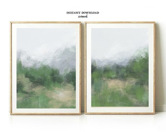 Green Muted Landscape Digital Prints, Set of 2 piece, Farmhouse Wall Art Prints Farmhouse,Farm House Prints Wall Art Prints download