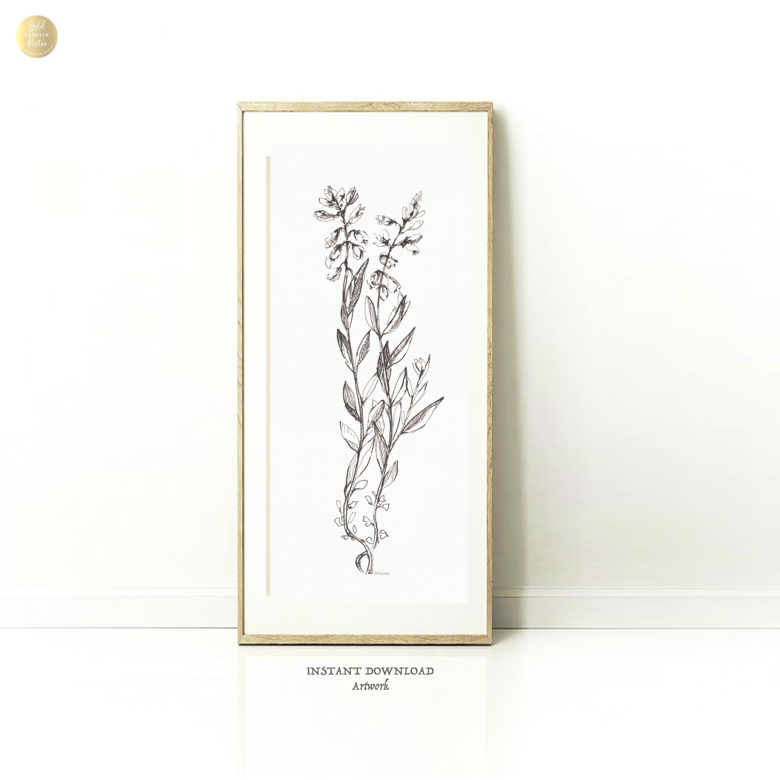 Tall Long Narrow Wall Art Vertical Black and White Floral - Etsy