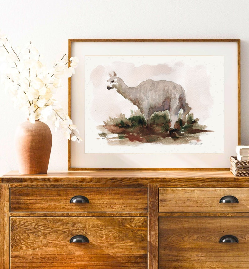 Boho Coastal Farmhouse Horizontal Wall Decor Llama Print Etsy