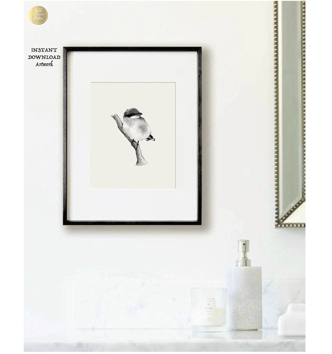 Black and White Bathroom Wall Art Artwork PRINTABLE Animal Wall Art