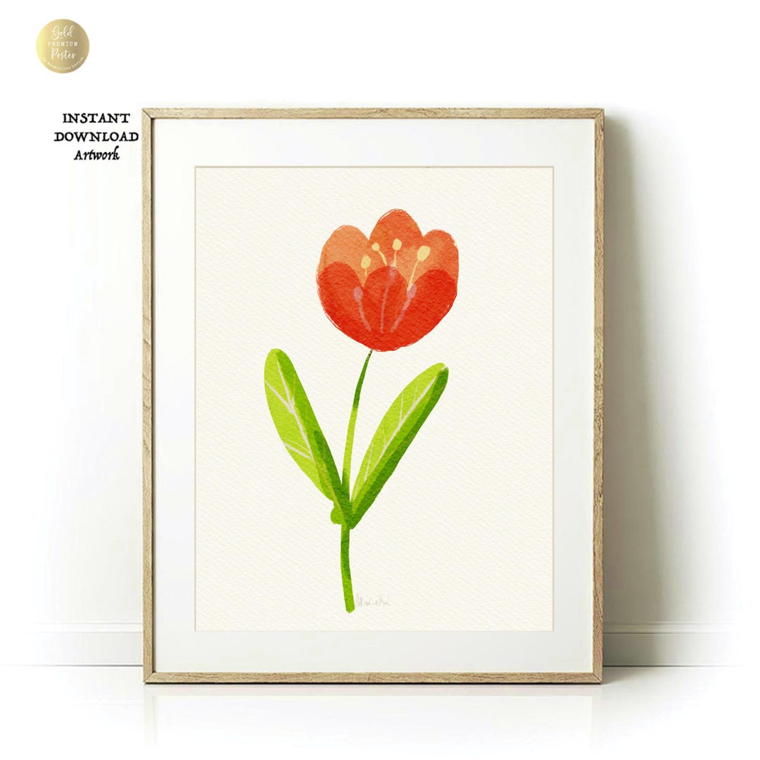 Flower Printable Wall Art, Retro Style Floral Print, Botanical Print ...