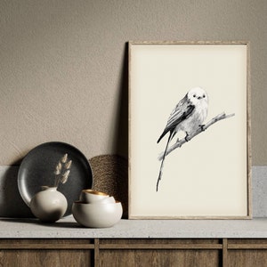 Vintage schwarz weiß druckbare Vogel Skizze Kunst Zeichnung DOWNLOADABLE Wand Kunstdruck, rustikales modernes Bauernhaus minimalistisches Natur Tier Poster