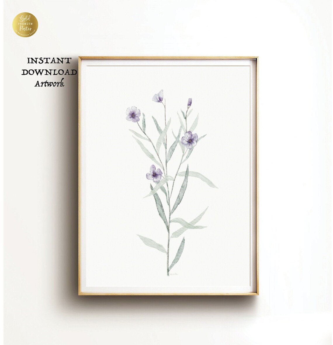 WILDFLOWER Purple Watercolor PRINTABLE Floral Print Wall Art - Etsy