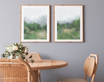 Neutral Country 2 Pieces Vintage Wall Art, Fields Landscape Set of 2 Split Prints, Countryside Painting, Rustic Farmhouse Decor PRINTABLE