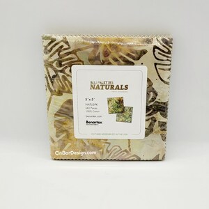 Batik Charm Pack, Naturals, Bali Palettes Triple Dyed Batiks by Benartex 42 pc 5&quot;×5&quot;  square, Quilting, crafts, cotton, beautiful