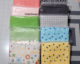 Cotton Bundle, (10) 1 yd precut special, Oh Happy Day Collection, Riley Blake Design (10) 36"×43/44 inch, beautiful coordinating, 1 yd each