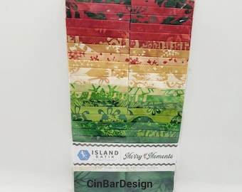 Christmas Batik Fabric, Island Batik, Merry Moments, 40 pc 2.5"×43/44" quilting, crafts, beautiful cotton