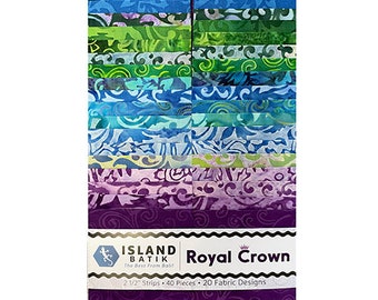 Batik Fabric, Island Batik Royal Crown, 40 pc 2.5"×43/44" quilting, crafts, all cotton, beautiful batik