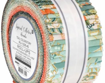 Jelly Roll fabric, Imperial Collection Teal Colorstory,  Robert Kaufman, 40 pc- 2.5" x 44" Roll Up