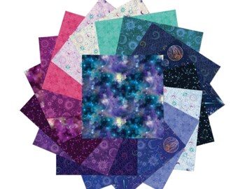Celestial, Jelly Roll Fabric, Celestial Skies, Benartex, 40 pc-2.5" x 44" strips, purples & blue, shining stars, moon NEW, Back in Stock!!