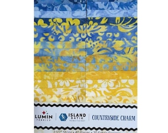 Batik Fabric, Countryside Charm, Island Batik, 40 pc 2.5"×42" strips, Quilting, crafts, cotton, beautiful batiks