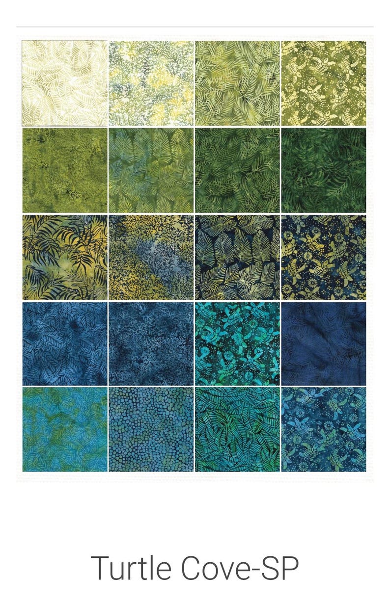 Batik Fabric, Turtle Cove, Island Batik 40 Pc 2.5