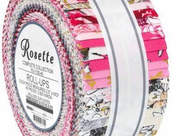 Jelly Roll Fabric, Rosette, Robert Kaufman (40) 2.5"×43/44", strips,roll up, quilt fabric, New October 2022