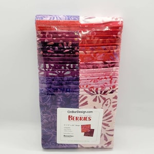 Batik Jelly Roll, Bali Palettes Berries, Benartex Fabrics, 40 of 2.5&quot; x 43/44 strips,triple dyed batiks, roll up, cotton, Quilt New