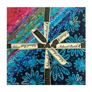 Batik Layercake Fabric, Island Batik - Summer Twilight, 42 pc 10"×10" square, Quilting, crafts, all cotton, beautiful batik