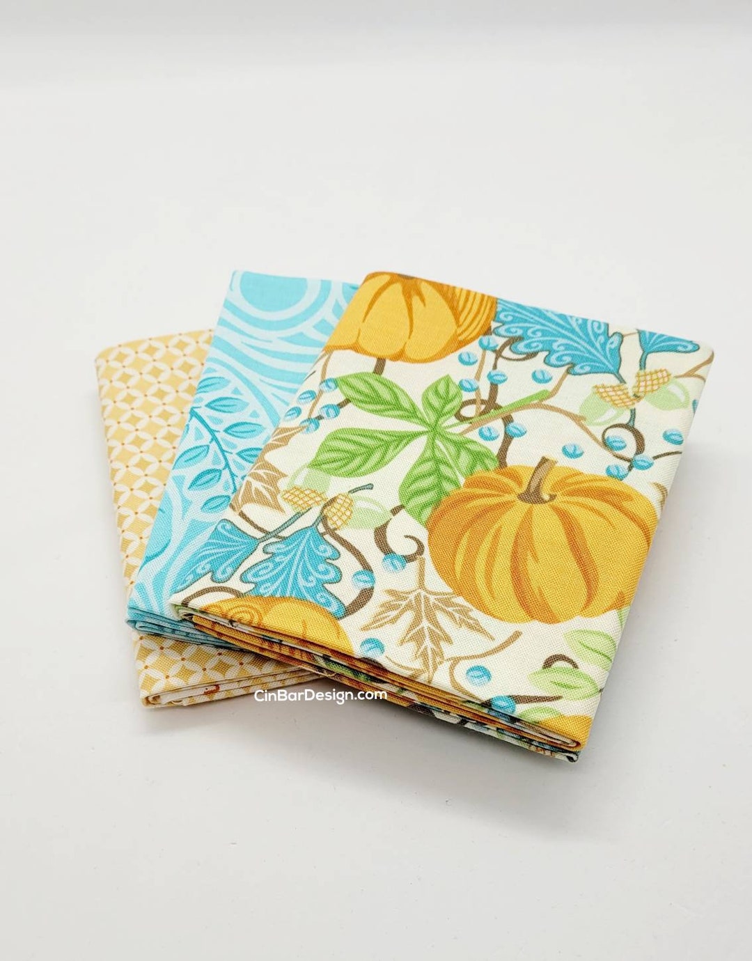 Fat Quarter Bundle 3 Pcs FQ - Pumpkin Charm, All Cotton Quilt Fabric ...
