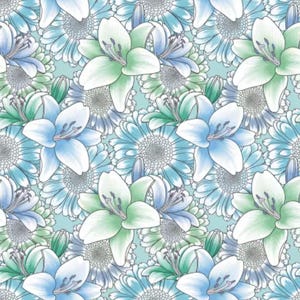 Cotton Fabric, Lilies Water - Begins with Mum, By the Yard, Benartex Fabric, Quilt , fun floral whimsical