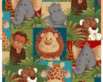 Jungle Cotton Fabric, Jungle Babies, By the Yard, Fabric Traditions, Quilt, 475905