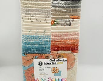 Jelly Roll Fabric, Modern Vintage Treasures 40PC  2.5"×42/43" Benartex Fabrics, cotton, floral, classic