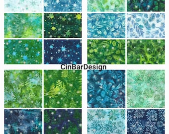 Christmas Jelly Roll Fabric, Evergreen Ice, Robert Kaufman Artisian Batik (40) 2.5" x 42" Quilt, cotton, rollup, Holiday, Winter, NEW