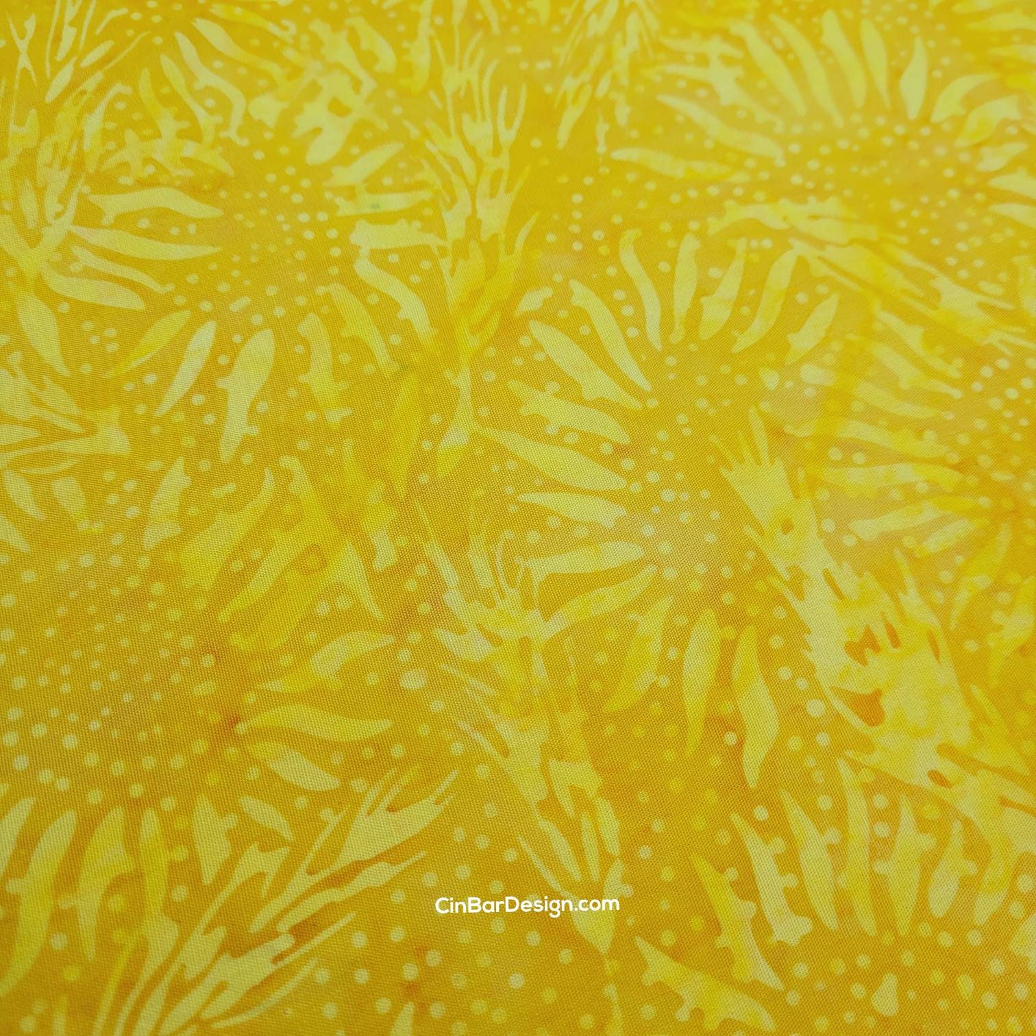 Yellow Batik fabric, Island Batik - Large Wheat Sunflower, By the Yard & Half Yard, Cotton Fabric, Quilt , golden yellow batik