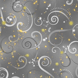 Cotton  Fabric, Swirling Sky Dove Gray, By the Yard, Benartex Fabric, Quilt , Beautiful light gray, whimsical, blender