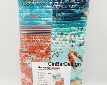 Ocean Jelly Roll Fabric, Under the Sea, 40-2.5"×42/43" Benartex Fabrics, cotton, NEW 2026, Back in Stock!!