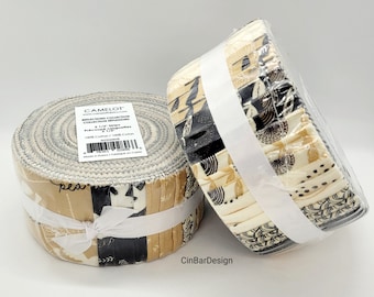 Jelly Roll Fabric, Reflections, Camelot Fabrics 40 pcs, 2.5" x42", Cotton quilt, crafts, peace, doves, beige, black, beautiful