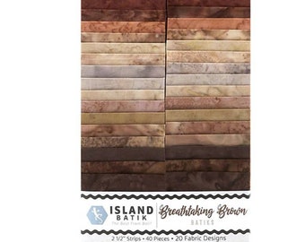 Batik Fabric, Island Batik Breathtaking Brown, 40 pc 2.5"×42" strips, Quilting, crafts, cotton, beautiful